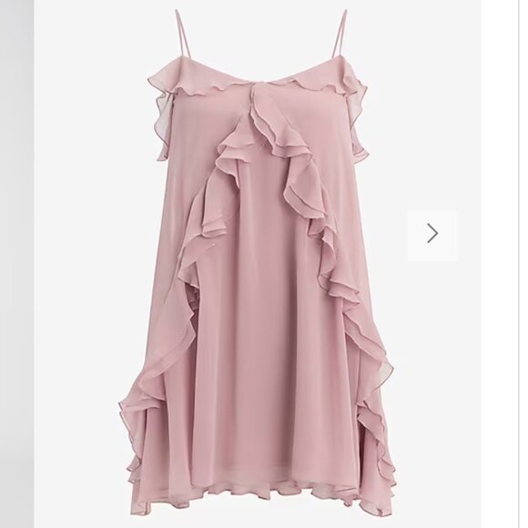 Express Scoop Neck Sleeveless Ruffle Flowy Mini Dress NWT - Picture 1 of 9